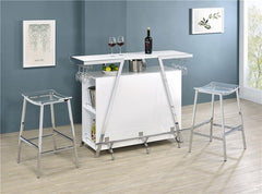 Araceli Home Bar Wine Cabinet White High Gloss and Chrome - 182355