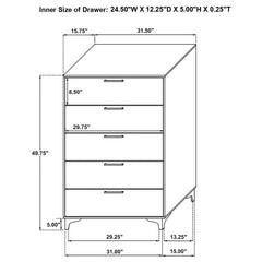 Kendall 5-drawer Bedroom Chest White - 224405