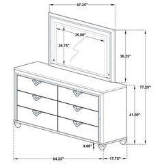 Veronica 6-drawer Dresser with Mirror Light Silver - 224723M