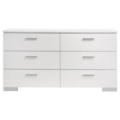 Felicity 5-piece Eastern King Bedroom Set White High Gloss - 203500KE-S5L