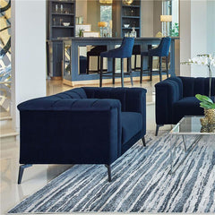 Chalet Upholstered Tuxedo Arm Tufted Chair Blue - 509213