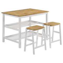 Hollis Kitchen Island Counter Height Table with Pot Rack Brown and White - 122246