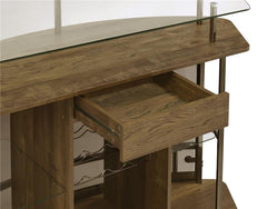 Gideon Crescent Shaped Glass Top Bar Unit with Drawer - 182236
