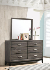 Watson 6-drawer Dresser with Mirror Grey Oak and Black - 212423M
