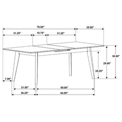 Crestmont Rectangular Dining Table with Faux Marble Top and 16" Self-Storing Extension Leaf Black - 121251