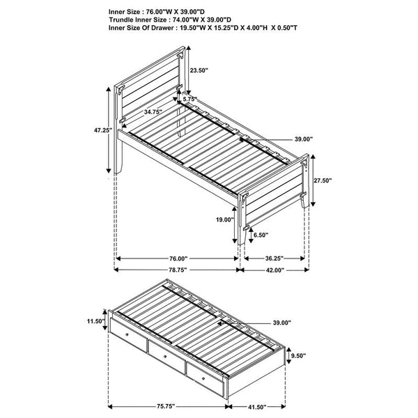 Granger Wood Twin Storage Captains Bed Rustic Honey - 461371T