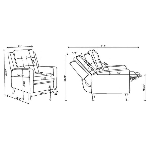 Davidson Upholstered Tufted Push Back Recliner Brown - 609566
