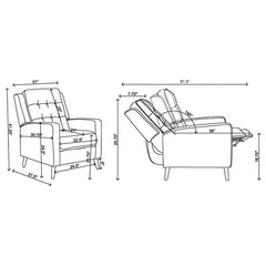 Davidson Upholstered Tufted Push Back Recliner Brown - 609566
