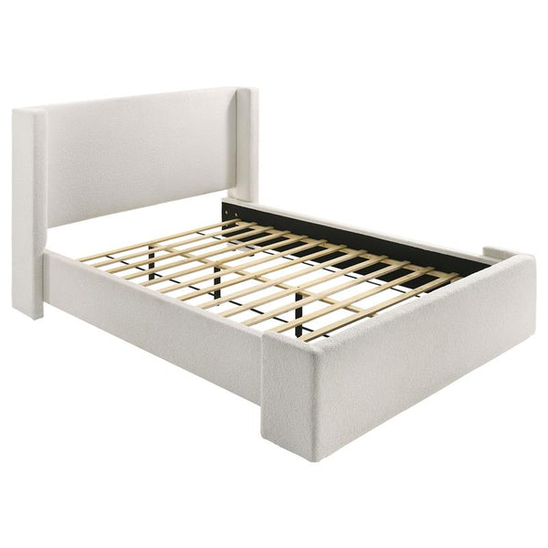 Alamosa Boucle Upholstered Eastern King Wingback Platform Bed White - 310078KE