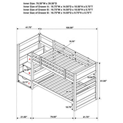 Elliott Wood Twin Over Twin Stairway Bunk Bed Cappuccino - 460441