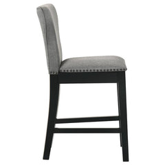 Rolando Upholstered Solid Back Counter Height Stools with Nailhead Trim (Set of 2) Grey and Black - 183028