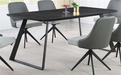 Smith Rectangle Ceramic Top Dining Table Black and Gunmetal - 115231
