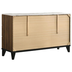 Mays 6-drawer Dresser Walnut Brown with Faux Marble Top - 215963