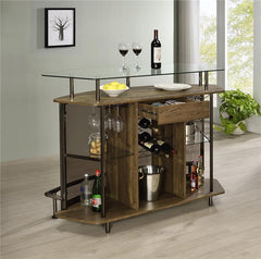 Gideon Crescent Shaped Glass Top Bar Unit with Drawer - 182236
