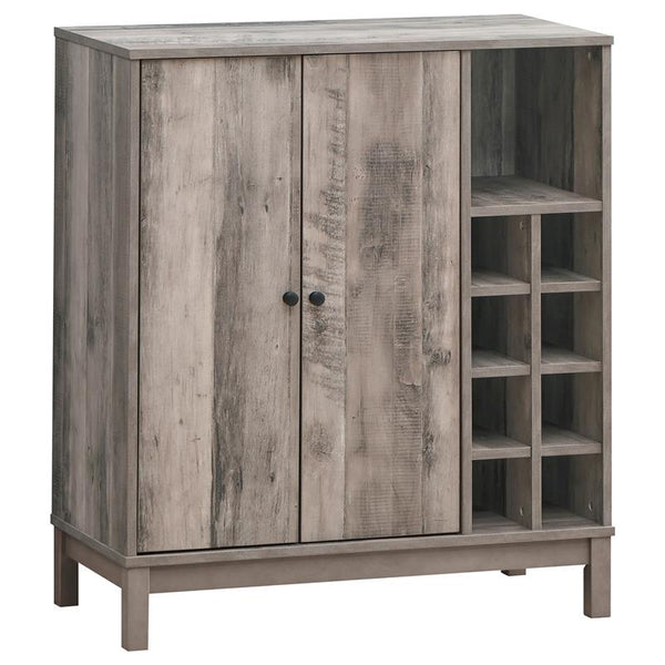 Cheyenne 2-door Wine Cabinet with Stemware Rack Weathered Acacia - 183600