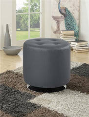 Bowman Round Upholstered Tufted Swivel Ottoman Grey - 500555