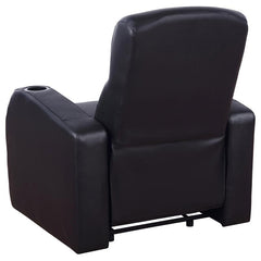 Cyrus Upholstered Track Arm Recliner Black - 600001
