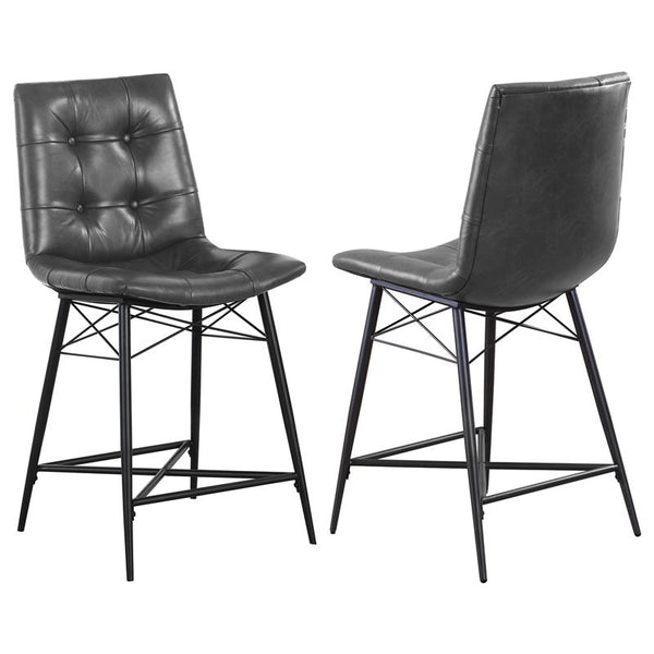Aiken Upholstered Tufted Counter Height Stools Grey (Set of 2) - 107859