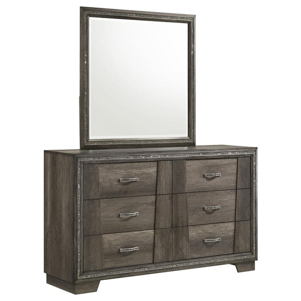 Janine 6-drawer Dresser with Mirror Grey - 223553M