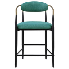 Tina Metal Counter Height Bar Stool with Upholstered Back and Seat Green (Set of 2) - 121185