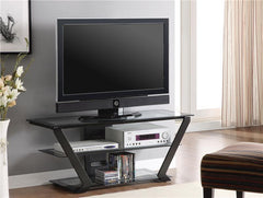Donlyn 2-tier Metal 50" TV Stand with Glass Shelves Black - 701370