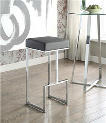 Gervase Square Bar Stool Grey and Chrome - 105262