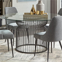 Granvia Round Glass Top Dining Table Clear and Gunmetal - 193511BG