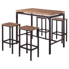 Santana 5-piece Pub Height Bar Table Set Weathered Chestnut and Black - 182002