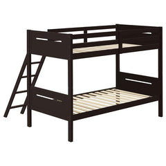 Littleton Wood Twin Over Twin Bunk Bed Espresso - 405051BRN