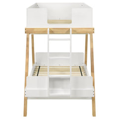 Frankie Wood Twin Over Twin Bunk Bed White and Natural - 460570T