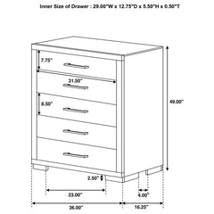 Jessica 5-drawer Chest Cappuccino - 200715