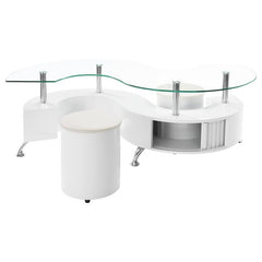 Buckley 3-piece Coffee Table and Stools Set White High Gloss - 703400