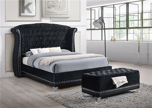 Barzini Upholstered Queen Wingback Bed Black - 300643Q