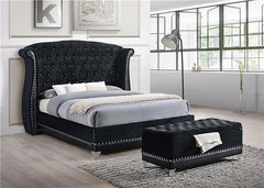 Barzini Upholstered California King Wingback Bed Black - 300643KW