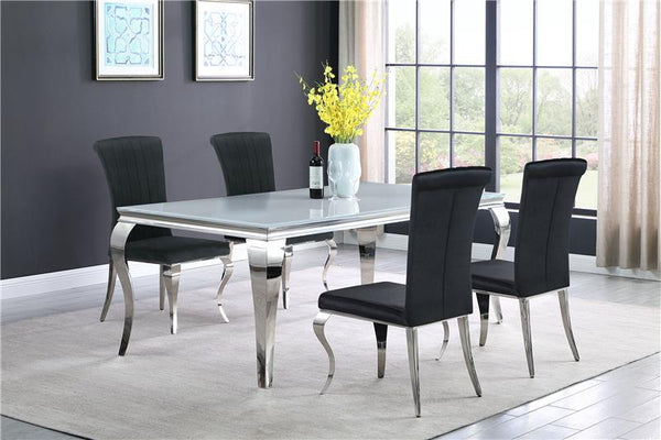 Carone 5-piece 81" Rectangular Dining Set Black and Chrome - 115081-S5
