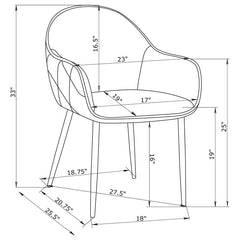 Emma Upholstered Dining Arm Chair Charcoal and Black (Set of 2) - 115593