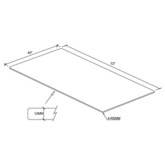 72x40" 12mm Rectangular Glass Top Clear - CF4072-12