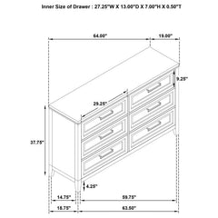 Marielle 6-drawer Bedroom Dresser Distressed White - 224843