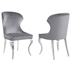 Cheyanne Upholstered Wingback Side Chair with Nailhead Trim Chrome and Grey (Set of 2) - 190743