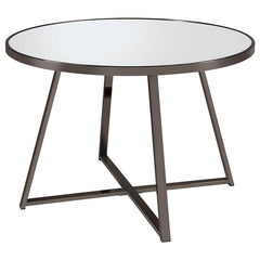 Jillian Round Dining Table with Tempered Mirror Top Black Nickel - 120630