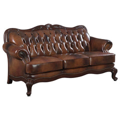 Victoria Full Leather Upholstered Rolled Arm Sofa Brown - 500681