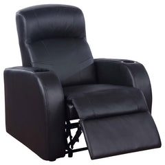 Cyrus Upholstered Track Arm Recliner Black - 600001