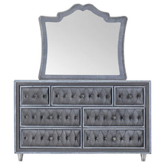 Antonella 7-drawer Upholstered Dresser with Mirror Grey - 223583M