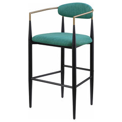 Tina Metal Pub Height Bar Stool with Upholstered Back and Seat Green (Set of 2) - 121188