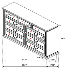 Hillcrest 9-drawer Dresser Distressed White - 223353