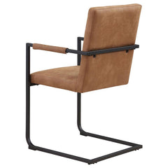 Nate Upholstered Dining Arm Chair Antique Brown and Black (Set of 2) - 123153