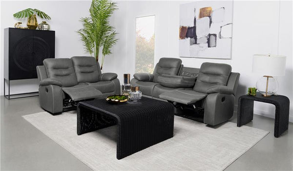 Nova 2-piece Upholstered Padded Arm Sofa Set Dark Grey - 602531-S2
