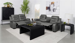Nova 2-piece Upholstered Padded Arm Sofa Set Dark Grey - 602531-S2