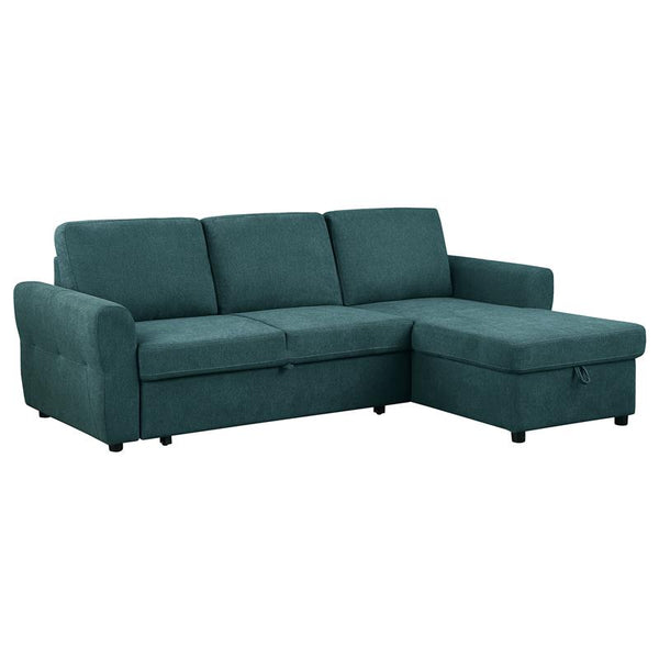 Samantha Upholstered Storage Sleeper Sectional Sofa Teal - 511087