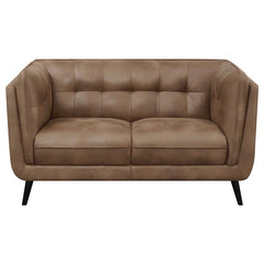 Thatcher Upholstered Tuxedo Arm Tufted Loveseat Brown - 509422